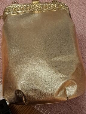 Gold Metallic Evening Chain Bag - Unbranded